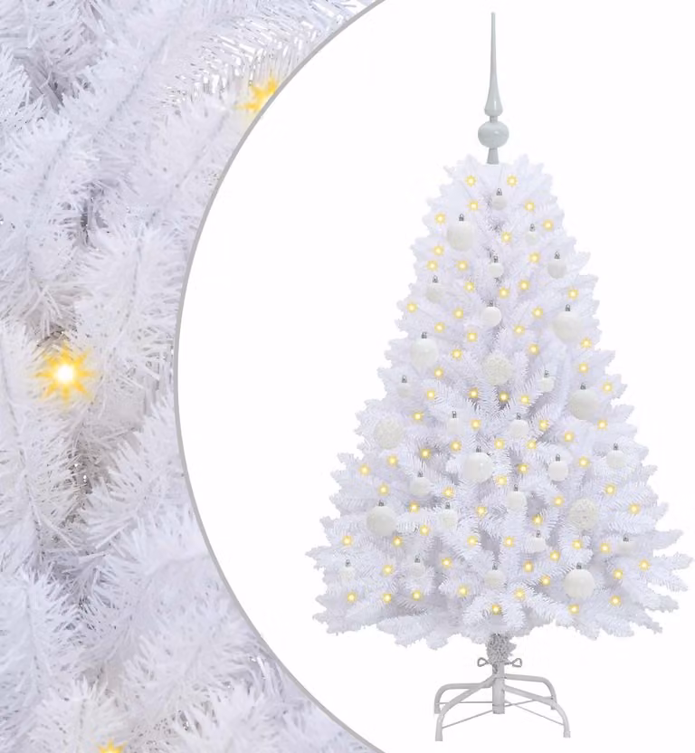 Albero di Natale Artificiale con Rami Pieghevoli Bianco 120 cm