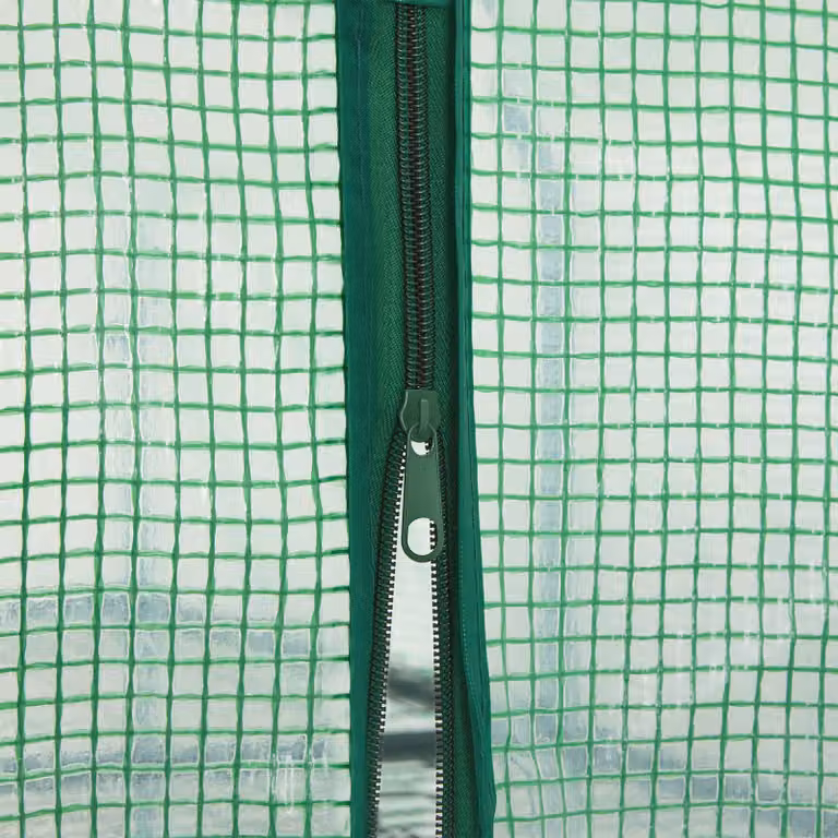 Serra TecTake GmbH verde con scaffalature e struttura in acciaio e PVC L/P/H: 143 x 143 x 195 cm