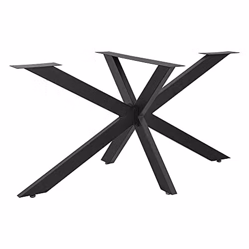 [en.casa] Gamba in Acciaio a Forma di Stella per Tavolo da Pranzo Studio Fai da Te Base Centrale per Tavolo con Piedini Protettivi 150 x 78 x 71 cm Nero Opaco
