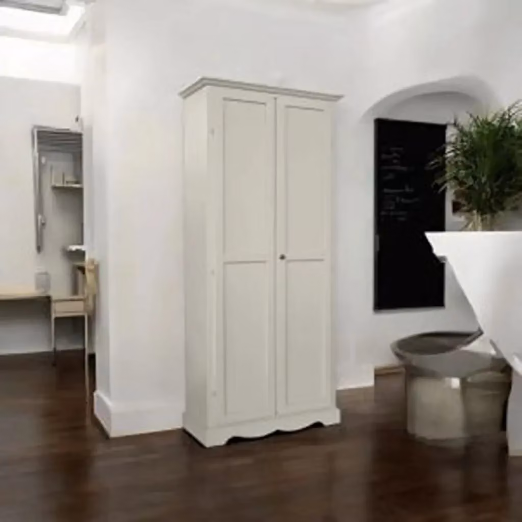 Armadio porta scope KIVIO in legno di abete bianco stile shabby chic L/P/H: 40 x 87 x 192 cm – 2