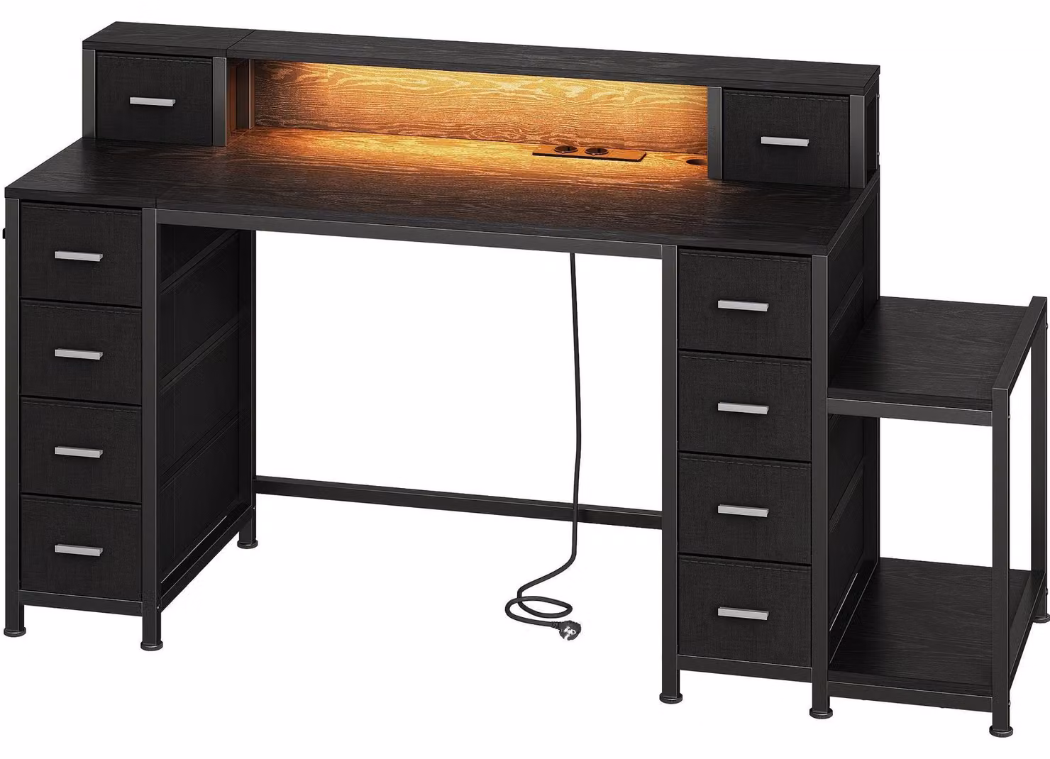Scrivania per computer - Scrivania - Scrivania per computer - Scrivania da ufficio - Scrivania da gaming - 156x48 cm - Illuminazione RGB LED