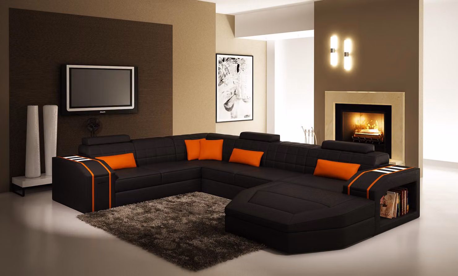 Wohnlandschaft Wohnzimmer Ecksofa Leder Sofa Couch Polster Garnitur Sitz Sofas