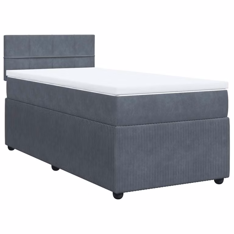 Giroletto a Molle con Materasso Grigio Scuro 90x200 cm Velluto
