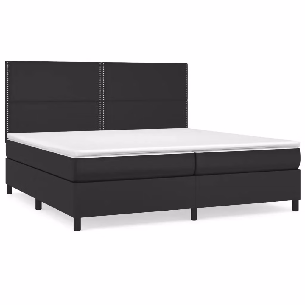 Letto Ibrido con Giroletto a Molle e Materasso vidaXL in Similpelle Nero e Bianco L/P/H: 200 x 200 x 128 cm – 2
