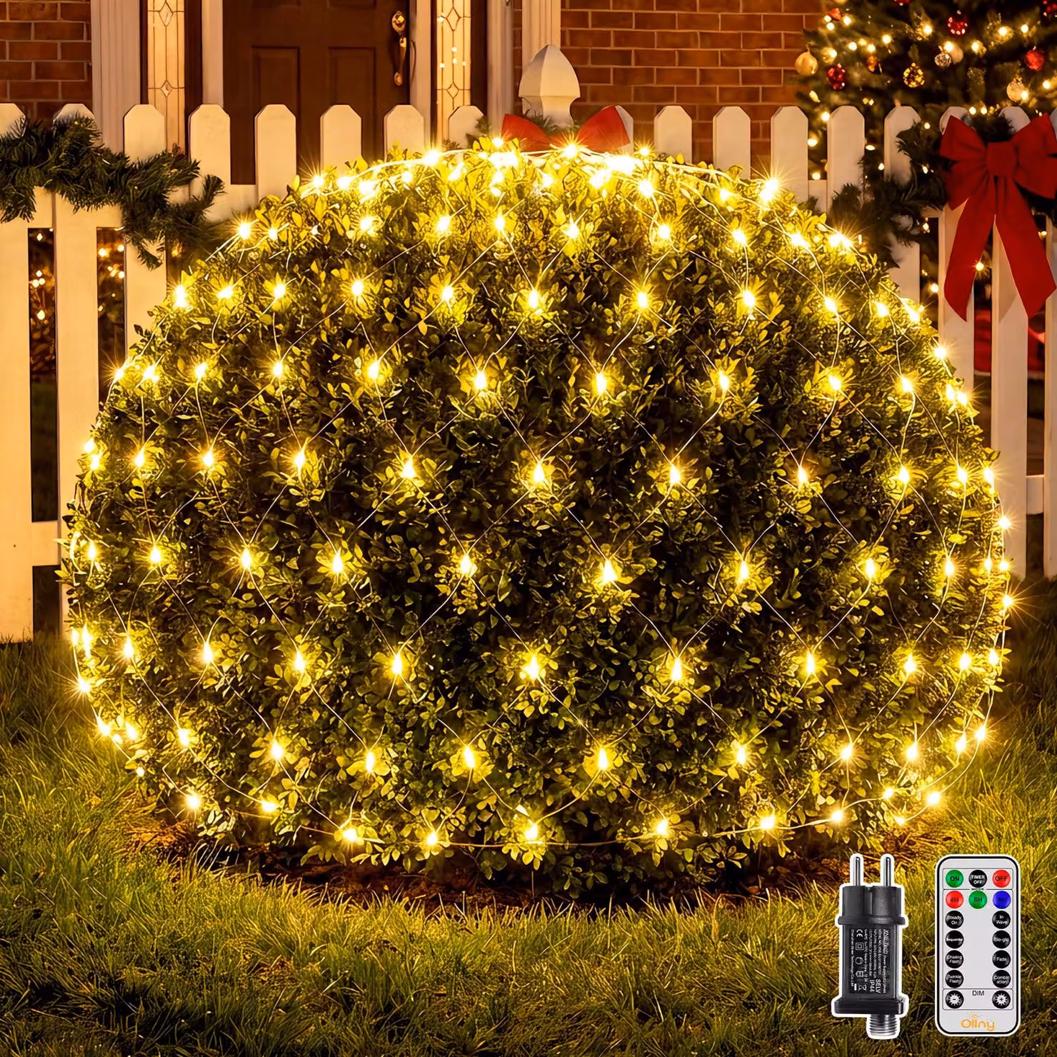 Catene luminose da esterno, dimensioni 2 x 2 metri, 120 LED, luce bianco caldo, con 8 modalità, timer integrato