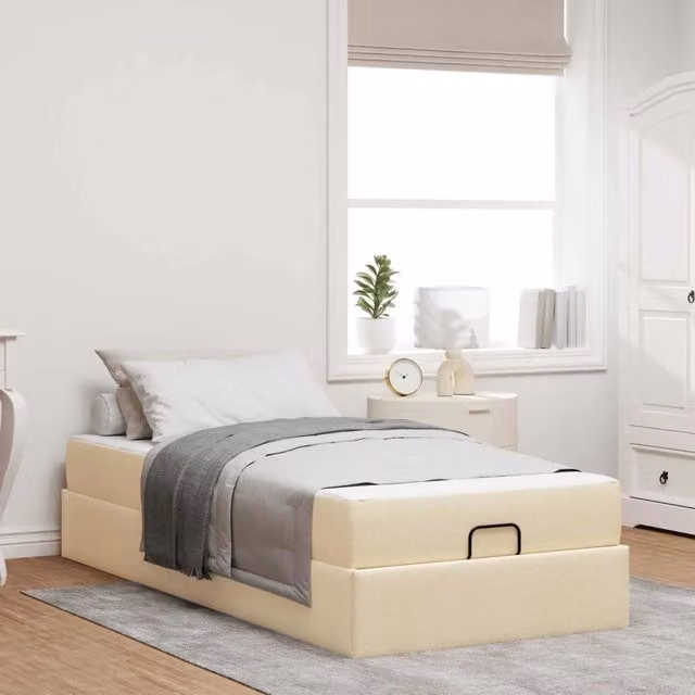 Struttura letto con materasso 2 pcs-Giroletto Crema Tessuto 347906