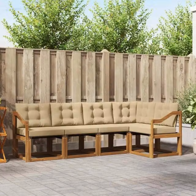 Set di divani da esterno 5 pz Naturale e Beige 3368676