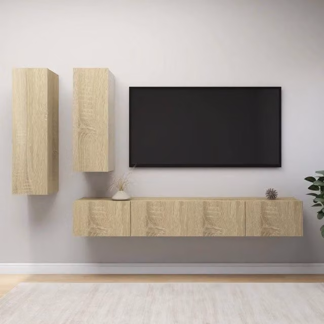 Set di Mobili TV 4 pz-Set di 4 Credenza per TV Rovere Sonoma in Legno Multistrato 654687