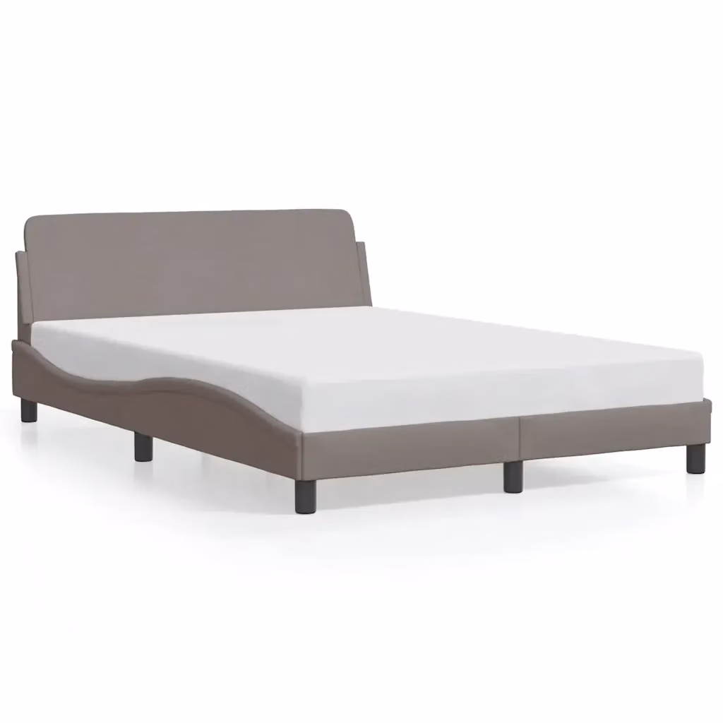 Letto con giroletto moderno vidaXL in tessuto beige e grigio con struttura in legno e metallo L/P/H: 218 x 145 x 74,5 cm, misura materasso 140x200 cm – 2