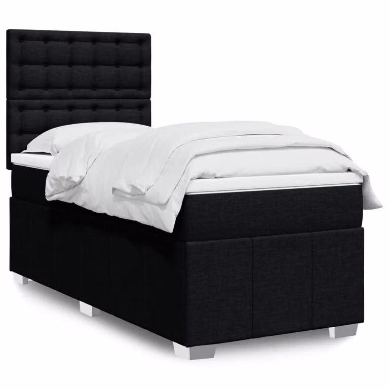 vidaXL Giroletto a Molle con Materasso Ibrido in Tessuto Nero L/P/H: 100 x 200 cm