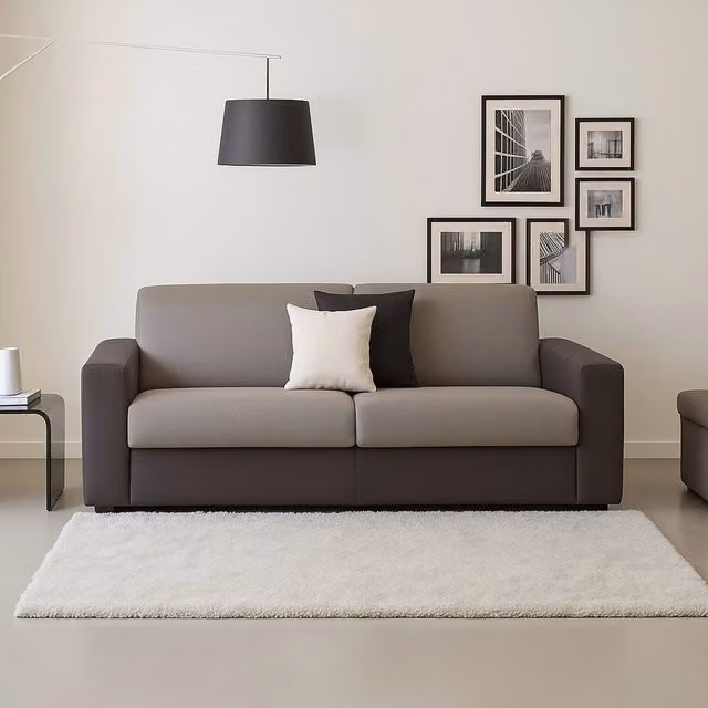 Divano a 3 posti Ayta TALAMO ITALIA, Sofà moderno in tessuto imbottito per soggiorno, Grigio e Antracite, L: 220 cm, H: 90 cm, P: 95 cm – 1