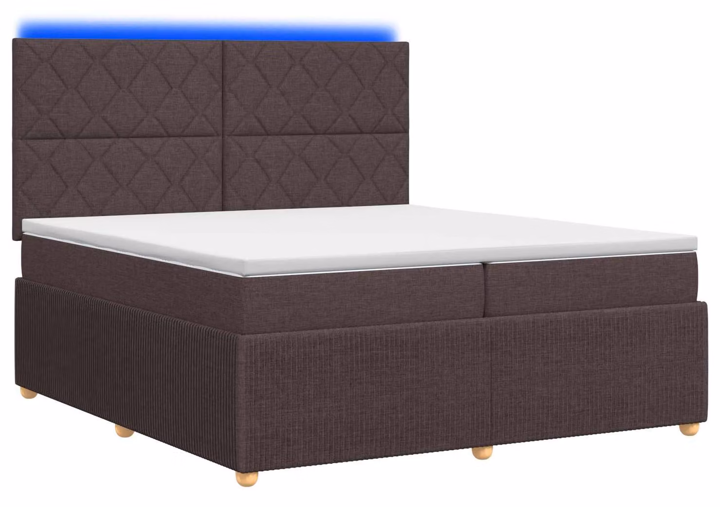 Letto boxspring LED con materasso marrone scuro 200 x 200 cm tessuto