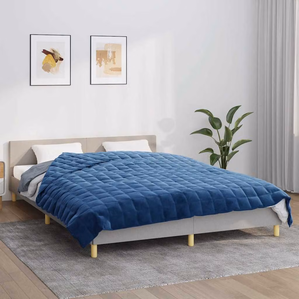 Coperta Ponderata vidaXL Blu in Microfibra Traspirante L: 200 cm, P: 225 cm, Peso: 13 kg