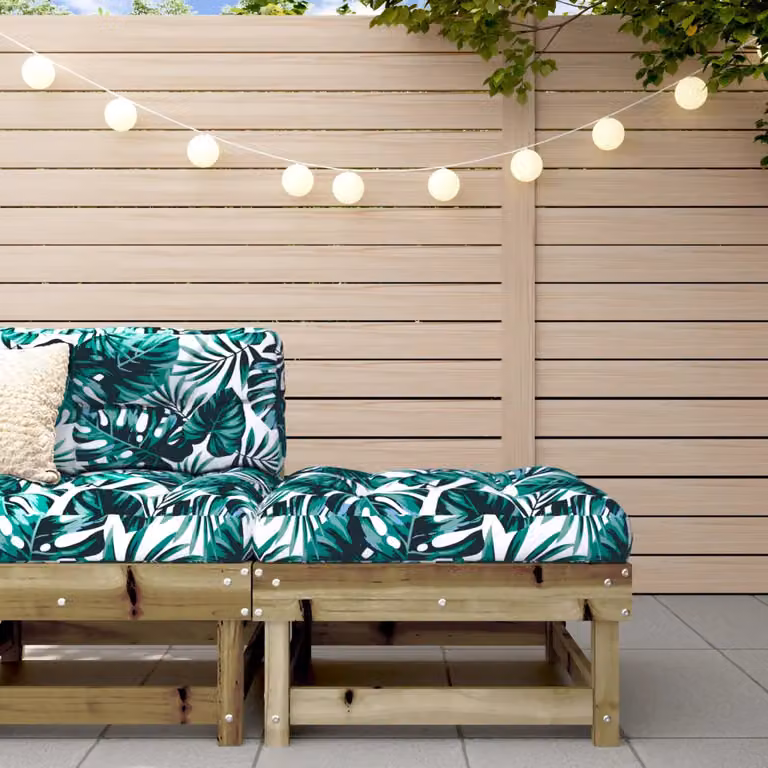 vidaXL Poggiapiedi da Giardino in Legno di Pino Trattato, Stile Rustico con Cuscini Inclusi, Colore Marrone o Verde, L/P/H: 61,0 x 60,5 x 30,0 cm