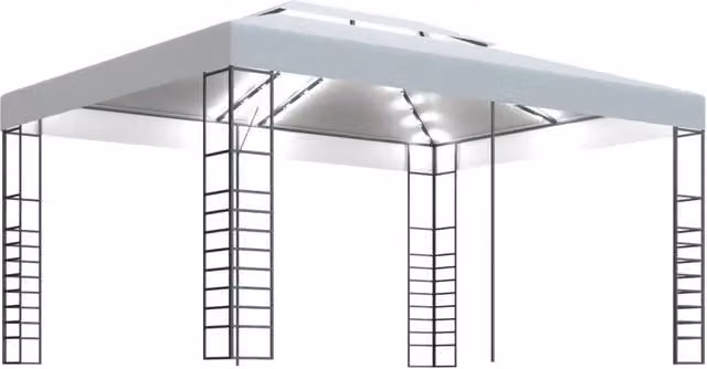 Gazebo | Pergolato con Stringa di Luci LED 4x3x2,7 m Bianco