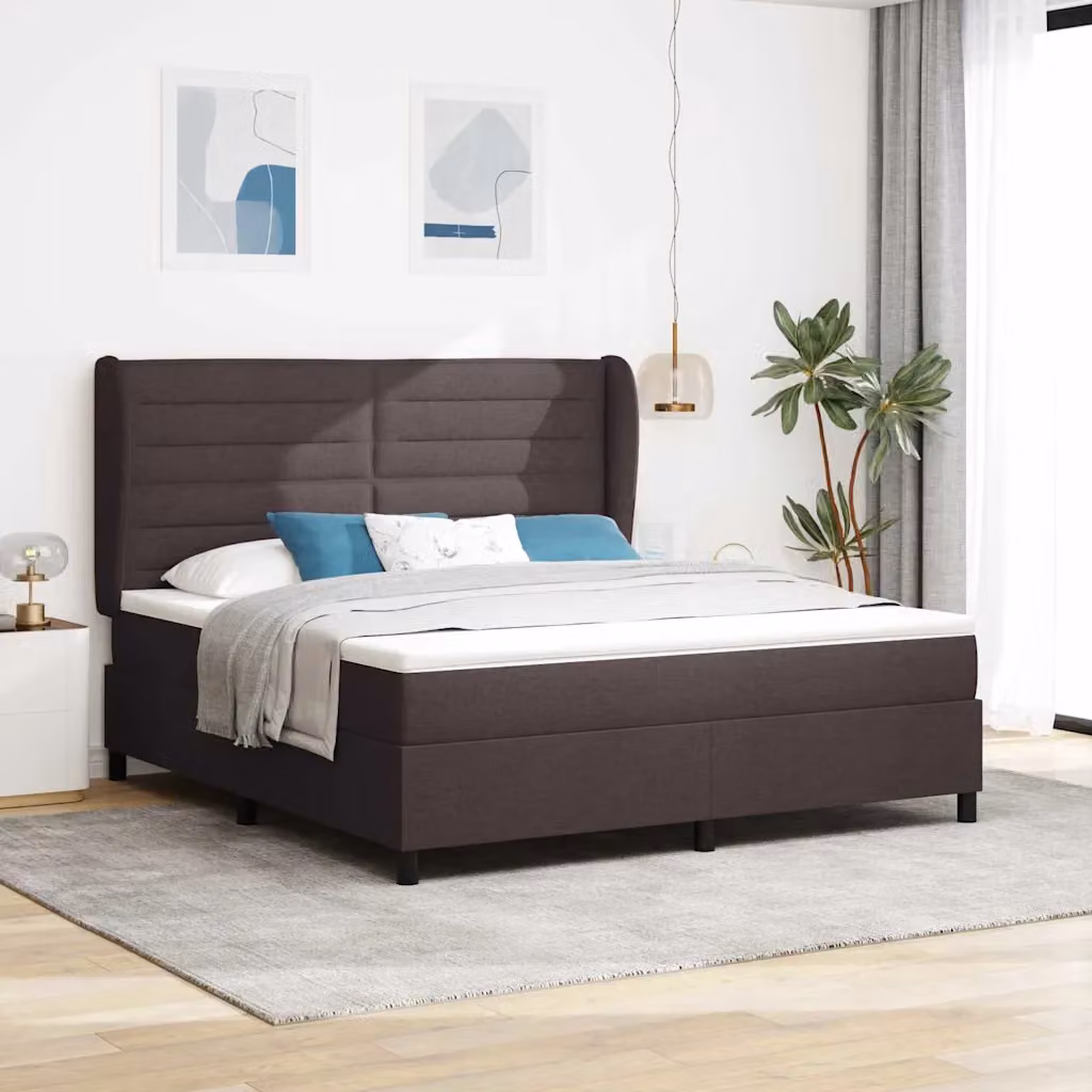 Letto a molle con materasso vidaXL in tessuto marrone scuro L/P/H: 180 x 200 x 128 cm