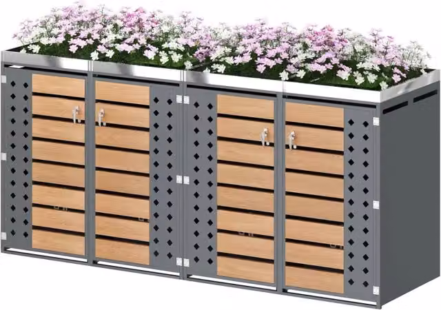 Copricassonetto 132 x 80 x 124,5 cm in acciaio zincato grigio con fioriera