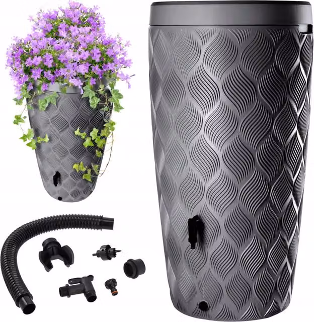 Serbatoio per acqua piovana KADAX in plastica con rubinetto, colore antracite/grigio, capacità 240 l