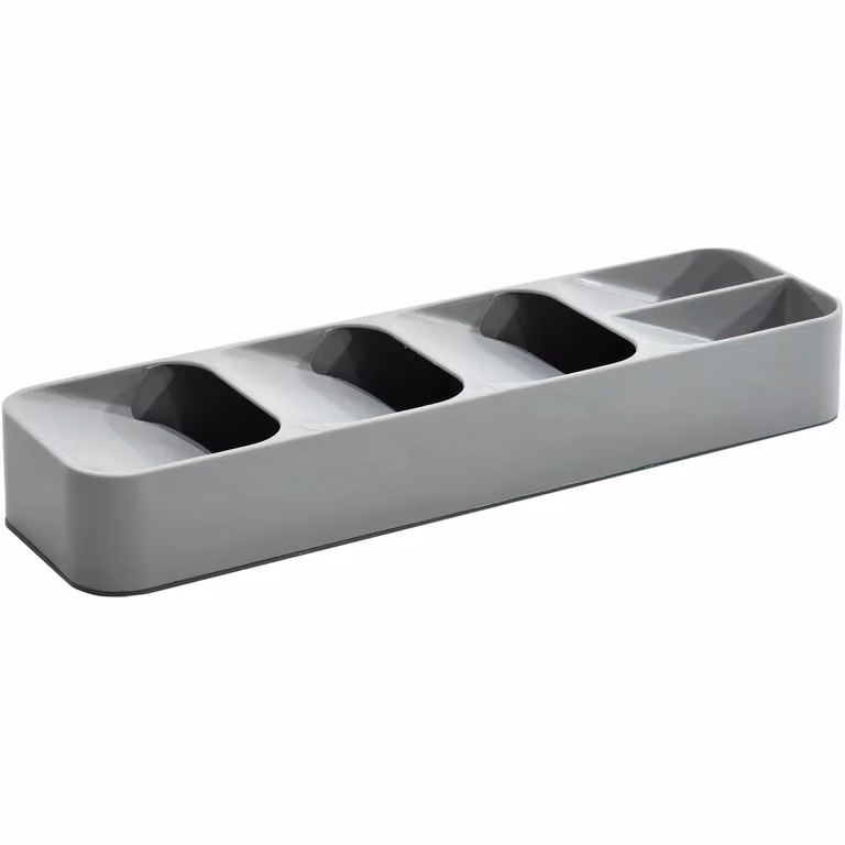 Gusto Casa Portaposate in plastica con 5 scomparti, Grigio, H 5,5 x L 39,6 x P 11 cm