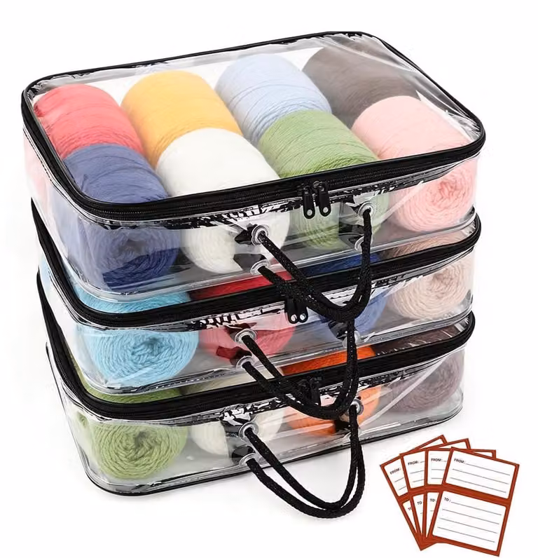 Organizer trasparente con cerniera e etichette