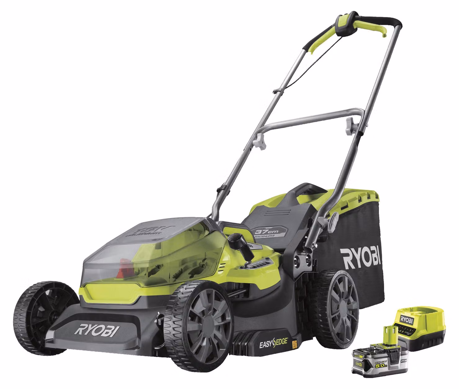 Ryobi RY18LMX37A-150 - tosaerba a batteria 18V 37 cm + 1x batteria 5Ah + caricabatterie ONE+