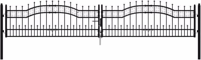 Cancello per recinzione KAMPEN con punta a lancia Nero 394,5x78 cm in acciaio CFW6136493