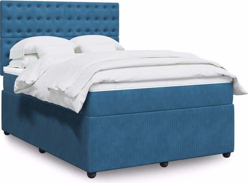 Maison Exclusive - Giroletto a Molle con Materasso Blu 160x200 cm in Velluto