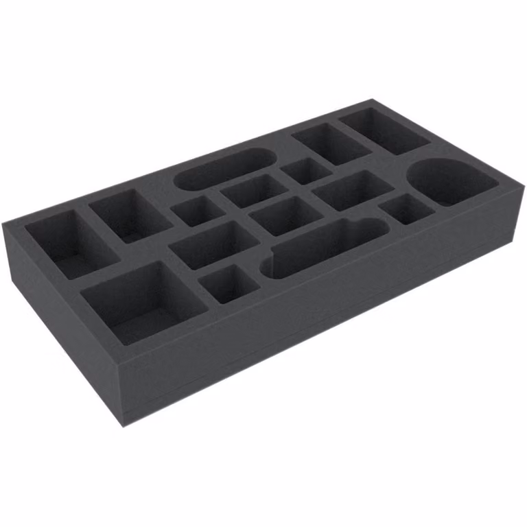 Inserto in schiuma con 16 scomparti, 300x150x45 mm, per giochi da tavolo