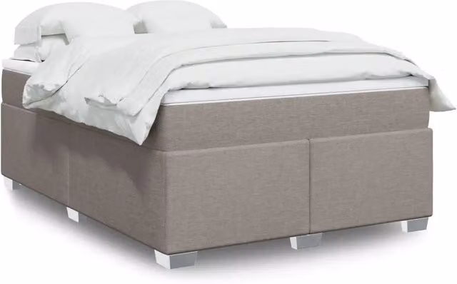 Letto Ibrido con Giroletto a Molle e Materasso vidaXL in Tessuto, Colori Beige, Bianco e Grigio, L/P: 160 x 200 cm