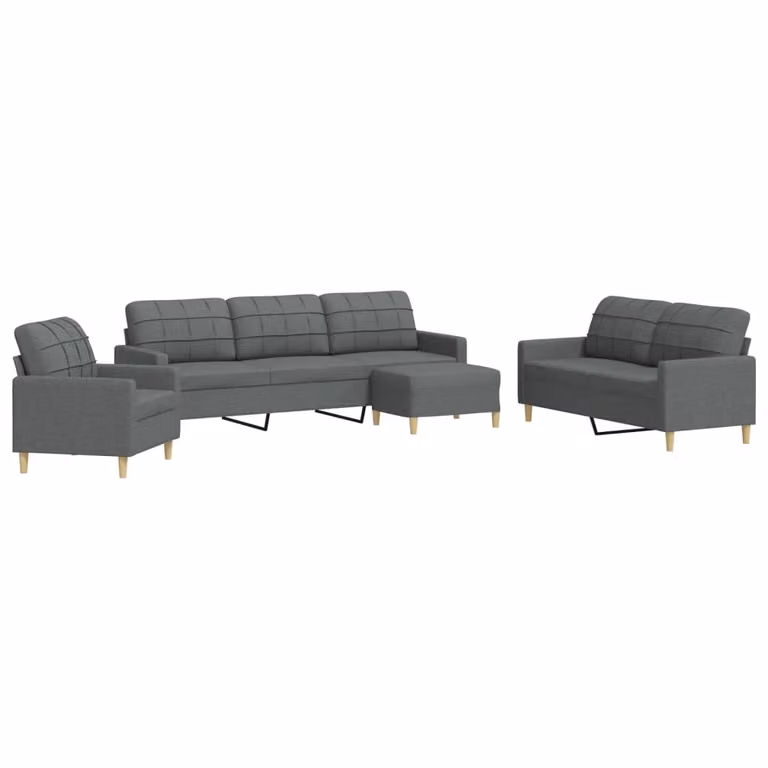Maison Exclusive - Set divano 4 pezzi con poggiapiedi in tessuto grigio scuro