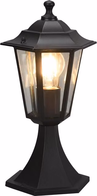 Palo segnaviali Pienza Trio Leuchten nero in alluminio e vetro con LED luce bianca calda per giardino e terrazza