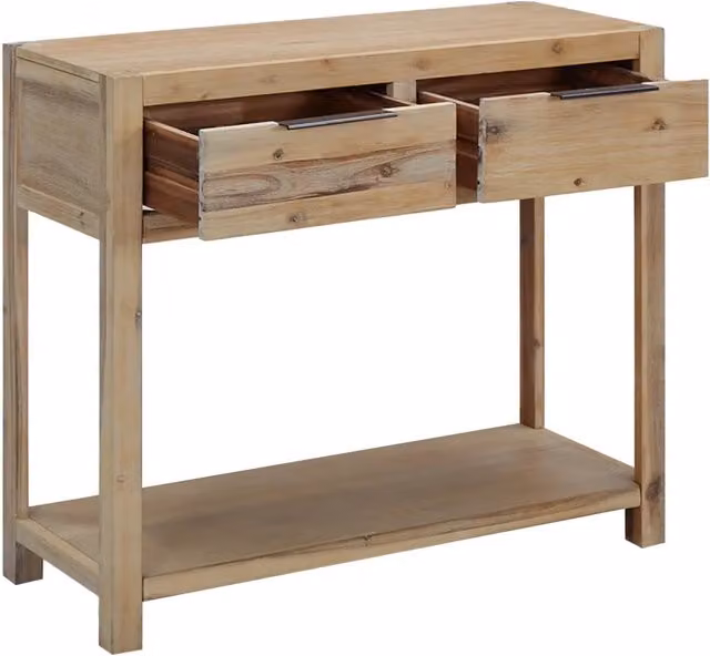 Tavolo Consolle da Ingresso in Legno di Acacia Marrone L: 82 cm, P: 33 cm, H: 73 cm