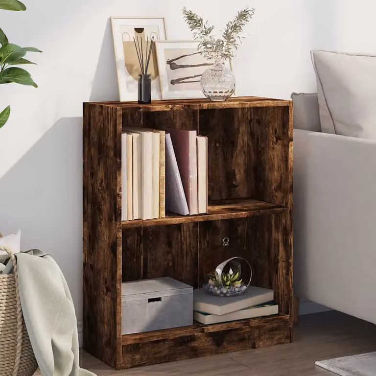 Libreria moderna vidaXL in legno multistrato e MDF, colore rovere fumo, L 60 cm x P 24 cm x H 76 cm