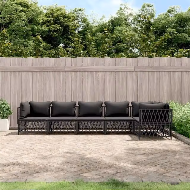 Set Salotto da Giardino 6 pz con Cuscini in Acciaio Antracite 3186877