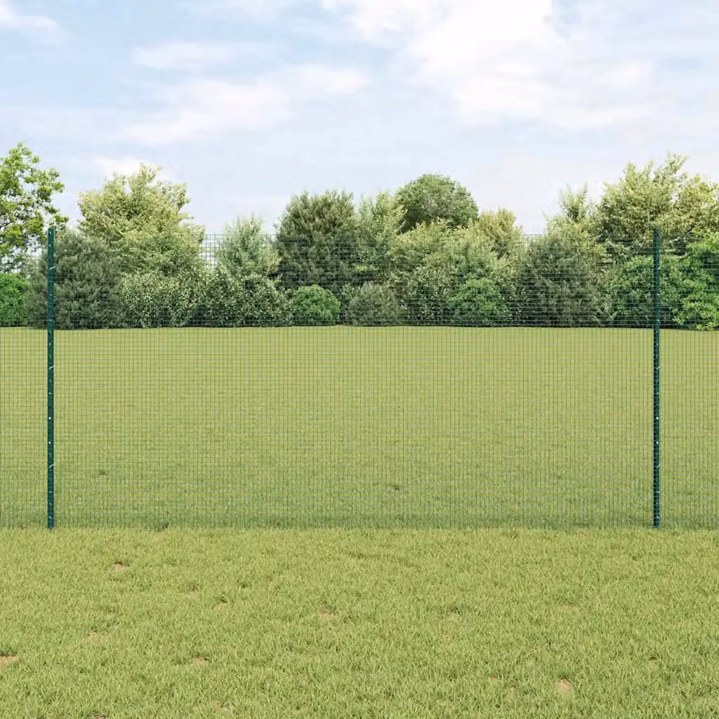 Recinzione in rete saldata con pali vidaXL in acciaio e PVC verde, L: 12,0 m, H: 1,0 m