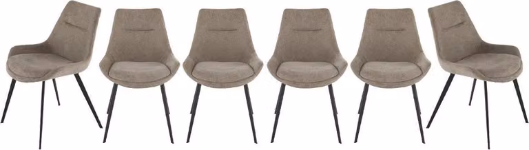 Signature - Set di 6 sedie in tessuto tortora L62 cm - COLOMBE