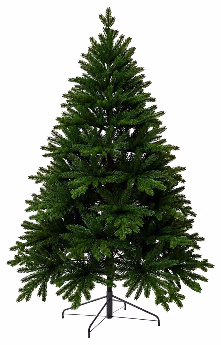 Albero di Natale VIVANNO, polietilene, modello NORDMANN, altezza 180 cm, forma rotonda, colore verde, aspetto naturale, dimensioni 127x180 cm
