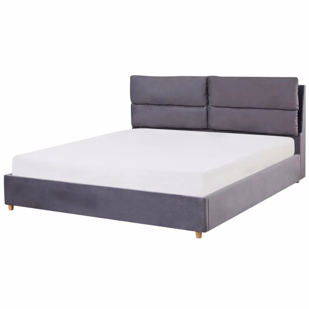 Letto matrimoniale con contenitore Beliani in velluto grigio L/P/H: 180 x 200 x 105 cm – 2