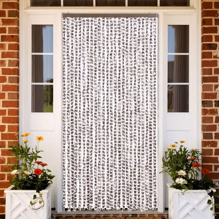 Tenda Antimosche vidaXL in Ciniglia, Semi-Trasparente, Beige e Bianca, L: 100 cm x H: 200 cm
