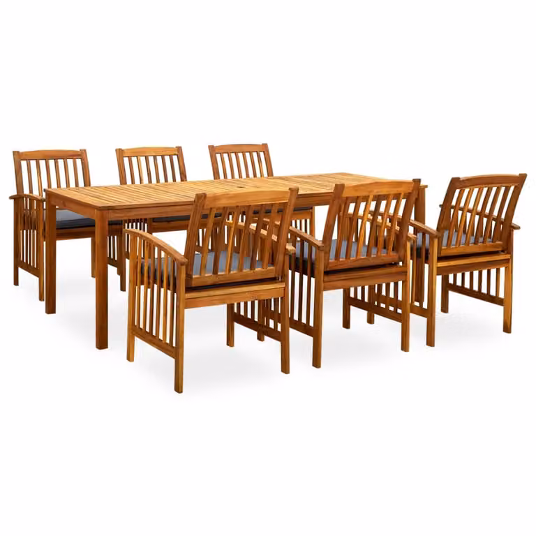 The Living Store Set da pranzo da giardino 7 pezzi con cuscini in legno massiccio di acacia