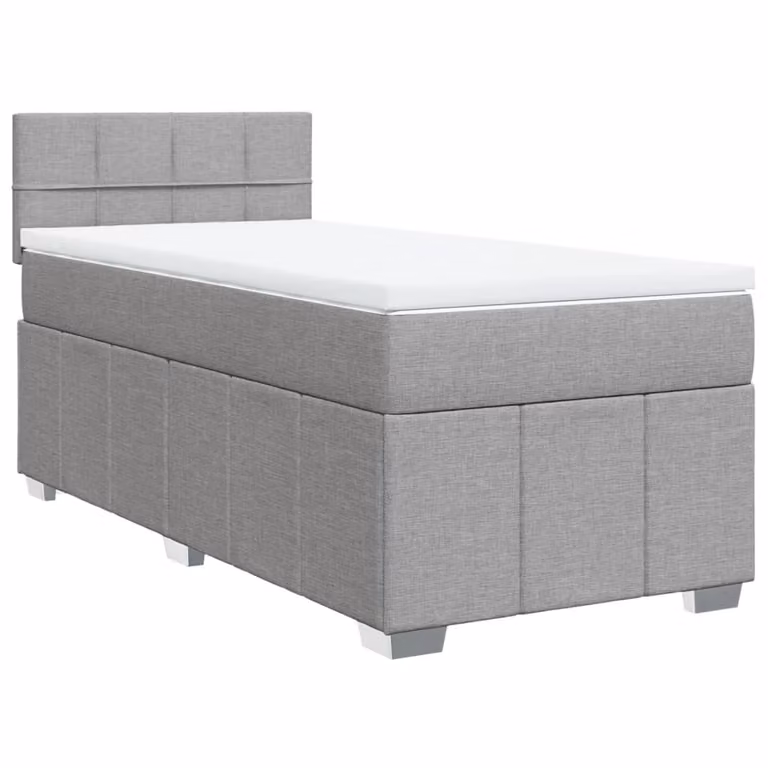 Giroletto a Molle con Materasso Grigio Chiaro 80x200 cm Tessuto