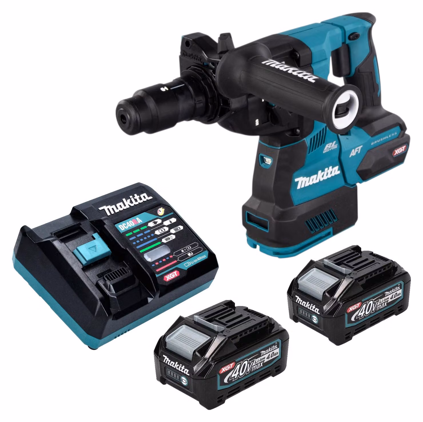 Martello perforatore a batteria Makita HR 002 GM201 40 V max. 2,9 J SDS plus Brushless + 2 batterie da 4,0 Ah + caricabatterie