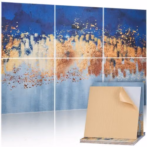 Set di 6 Pannelli Acustici Artistici VEVOR Autoadesivi Decorativi in Feltro, Colore Blu Pastello, L/P/H: 60 x 60 x 1 cm