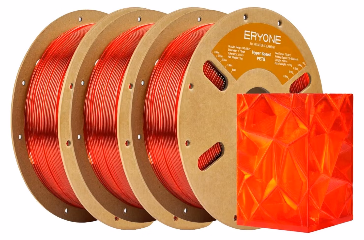 Filamento per stampa 3D, materiale PETG, prestazioni ad alta velocità, filamento PETG trasparente Hs, confezione da 3 kg