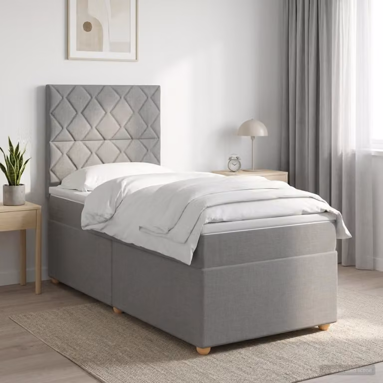Maison Exclusive - Letto boxspring con materasso Grigio chiaro 100 x 200 cm Tessuto