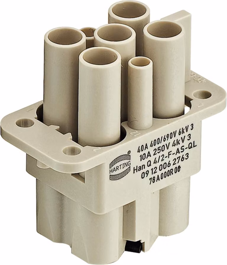HARTING Han Q4/2 inserto femmina (F) connessione assiale a vite, 4 poli+PE 400V/690V, 40A/10A - 1 pezzo