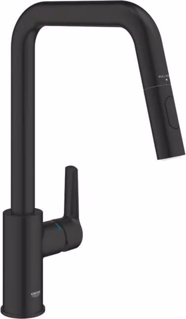 Rubinetto da cucina con doccetta GROHE Start, bocca alta, nero opaco, 2 tipi di getto