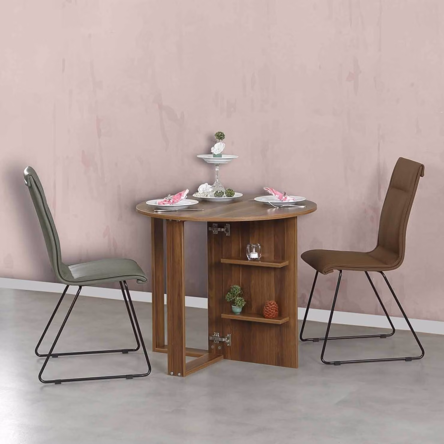 Skye Decor, Middle- Middle CMY, colore noce, tavolini, 77x90x45 cm, 100% pannello di particelle rivestito in melamina