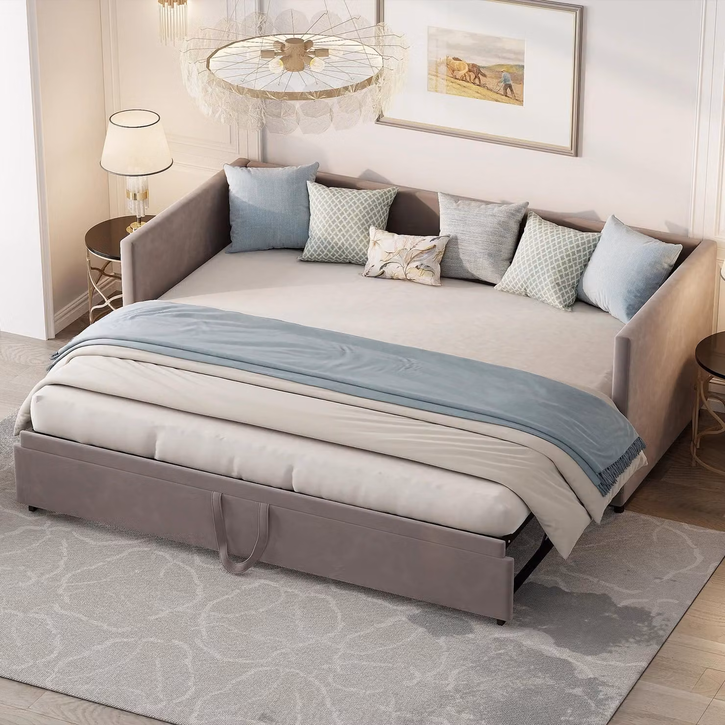 Divano letto estraibile - Divano trasformabile in letto - Letto a scomparsa - Letto estraibile - Letto multifunzionale - Rivestimento in velluto