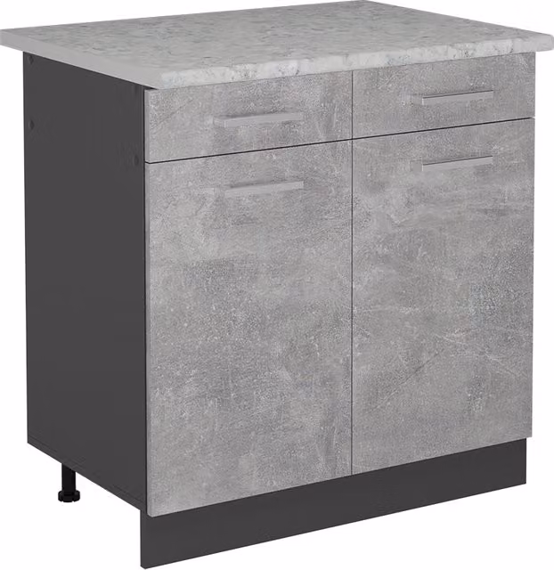Mobiletto base per cucina R-Line Calcestruzzo/Antracite 80 cm PL Marmo Vicco